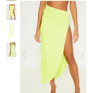 PINK Ruched Side Split Midaxi Skirt